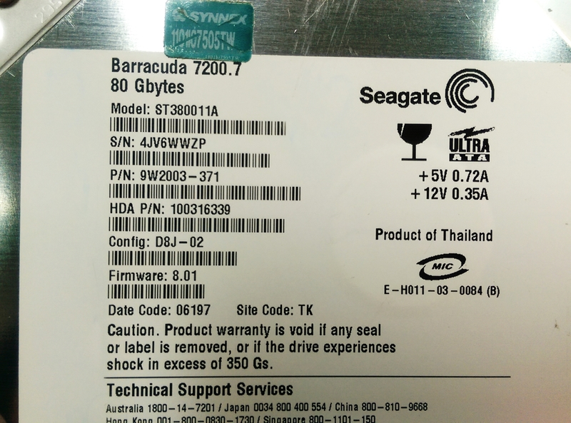 SEAGATE ST380011A 80GB HARD DRIVE BARE DRIVE - PLC DCS SERVO Control ...